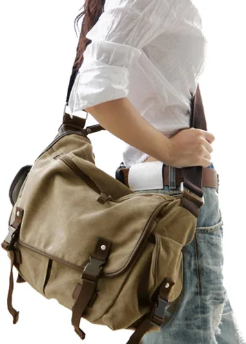 [Actualizado] Bolso mensajero de lona vintage de 13, 15.6 y 17 pulgadas, bolso de hombro grande para computadora portátil, para mujeres y hombres,
