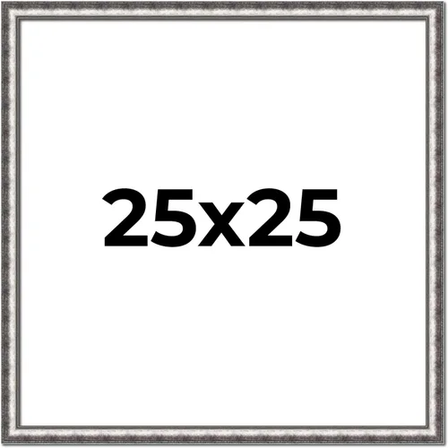 Marco de madera real plateada de 25 x 25 pulgadas de ancho de 1.125 pulgadas | Profundidad del marco interior de 0.5 pulgadas | Completo con