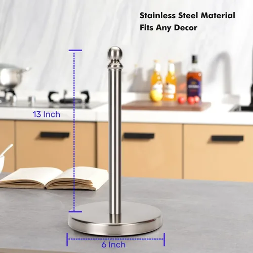 Miniatura 4 de Soporte para toallas de papel, soporte de rollo de papel de pie para cocina y baño, con base pesada para operación con una sola mano