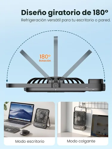 Miniatura 7 de Warmco - Ventilador de viaje portátil de 10000 mAh de 7 pulgadas, hasta 24 horas de funcionamiento, ultra delgado, silencioso y recargable