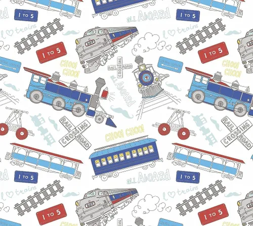 Miniatura 2 de Papel de regalo para fiesta de cumpleaños de tren – Plegado plano 30 x 20 pulgadas (3 hojas)