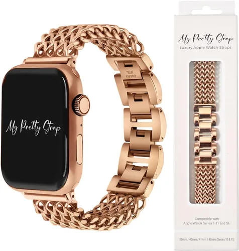 Miniatura 9 de My Pretty Strap - Compatible Apple Watch Band Strap, Stainless Steel Fashion iWatch Replacement Strap- Easy Resizing, No Tool Needed, Fits Most