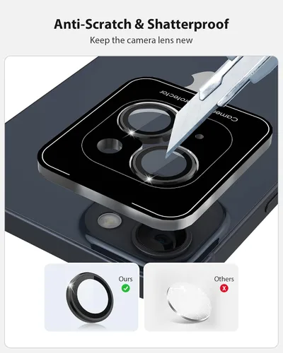 Miniatura 7 de Protector de lente de cámara de diseño para iPhone 14 Plus/iPhone 14 – Bandeja automática de aleación de aluminio más 9H protector de pantalla