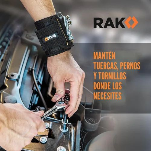 Miniatura 7 de Pulsera magnética Rak. Pulsera con fuerte imán para sostener tornillos, clavos y brocas. La mejor herramienta de mantenimiento para regalar a tu