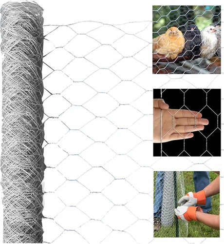Miniatura 2 de Malla hexagonal galvanizada para aves de corral para proyectos de manualidades y jardinería, valla de malla metálica/alambre de pollo