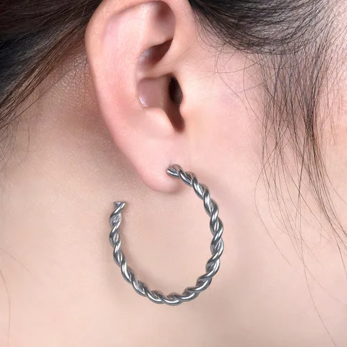 Miniatura 2 de Limerencia Aretes de aro hipoalergénicos G23 de titanio puro, grandes abiertos, ligeros, con circonita cúbica, para mujeres y niñas, orejas sensibles