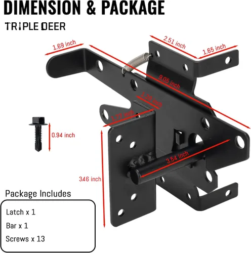 Miniatura 2 de TRIPLE DEER Pestillo de puerta de valla autobloqueante, montaje en poste de vinilo resistente, herrajes de puerta de madera de cierre automático