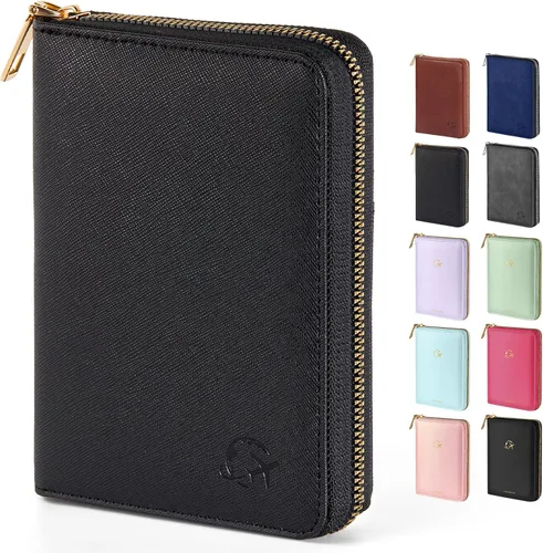 Miniatura 12 de Forvencer Funda para pasaporte con cierre de cremallera seguro, cartera de pasaporte premium para viajes, bonita funda de tarjeta de bloqueo RFID