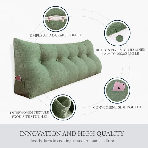 Miniatura 2 de Almohada Cuña de Cabecero Tamaño Completo Almohada Bolster Grande para Cama Almohada de Lectura Triangular Almohada de Soporte para la Espalda