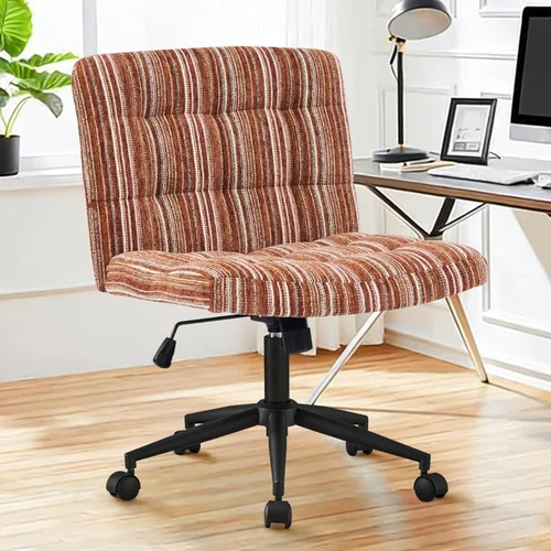Miniatura 8 de Furnimart Silla de escritorio giratoria de 360° con tiras cruzadas, cojín extra grueso, silla de felpilla de alta calidad con patas cruzadas