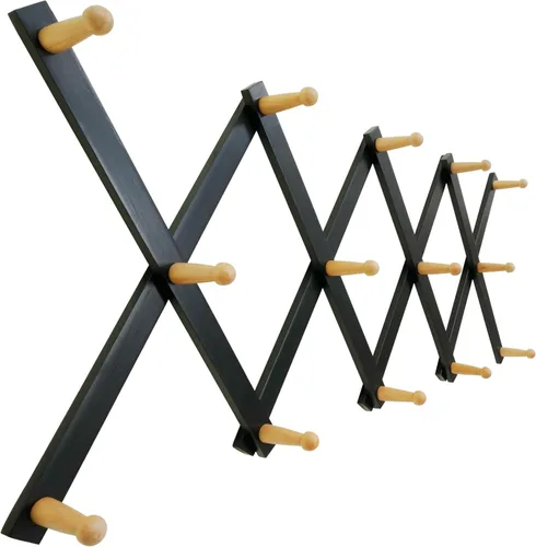 Miniatura 9 de SKOLOO Perchero para sombreros de pared con 17 ganchos, madera maciza, moderno, ampliable, perchero de pared para abrigos, sombreros, bolsos, gorras