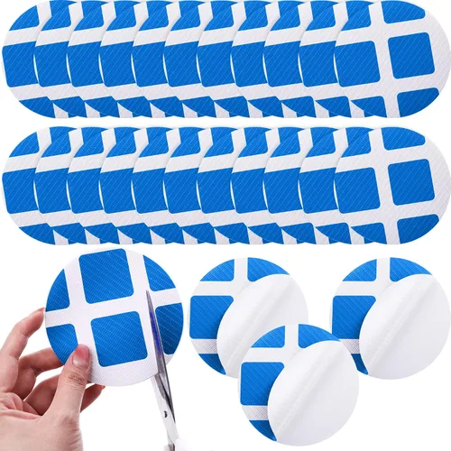Outus Kit de reparación de 24 parches de vinilo para piscina, revestimiento autoadhesivo para piscina, parches de reparación de plástico para