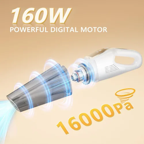 Miniatura 3 de Aspiradora de mano inalámbrica, 16000 Pa 160 W, aspiradora de coche con pantalla LED, potente aspiradora de mano de 30 minutos, portátil