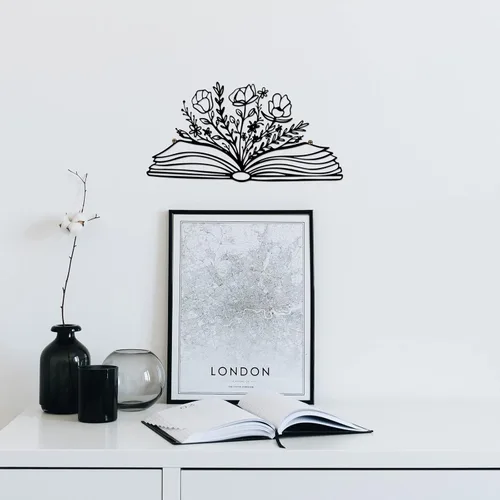 Miniatura 2 de SwallowLiving Letrero de lectura de 14 x 7 pulgadas, decoración de libros para amantes de los libros, regalo para profesores, libro de metal negro
