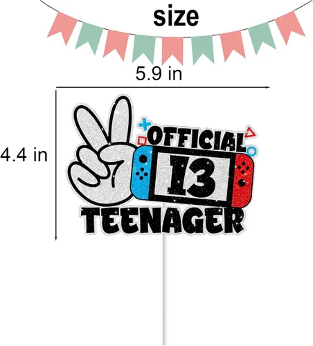 Miniatura 3 de Decoración de pastel de videojuegos para niños y niñas, feliz cumpleaños 13, suministros de fiesta temática nivel 13 desbloqueado, decoración