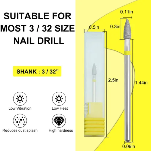 Miniatura 2 de Broca de uñas rusa para manicura, broca pulidora de uñas natural para quitar cutículas, diseño de arte de uñas, manicura, pedicura, uso profesional