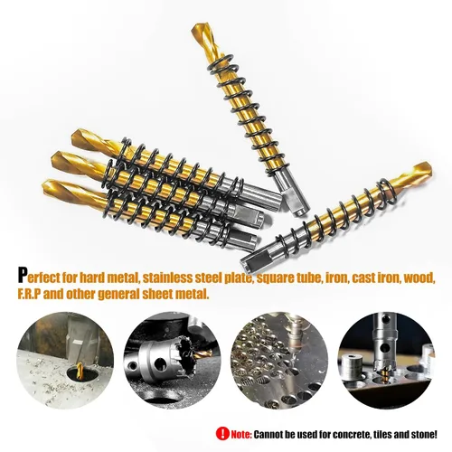 Miniatura 5 de ASNOMY 5 brocas piloto de acero M2 chapado en titanio para sierra de agujero, broca central para metal, acero, hierro, madera, plástico