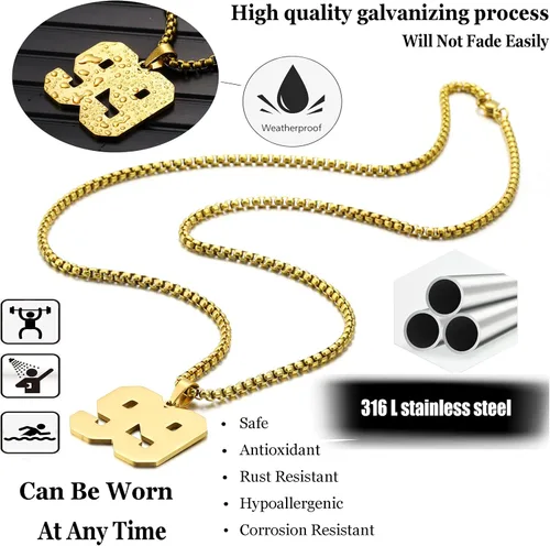 Miniatura 7 de SKQIR Number Necklace for Men Black Baseball Jersey Number Pendant for Boys Athletes Number Chain Pandent for Boys Sport Stainless Steel necklace