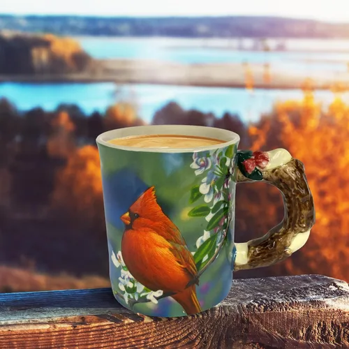 Miniatura 7 de Rivers Edge Products Taza de café de cerámica 3D con asa, 15 onzas, tazas de espresso y tazas de café de cerámica, perfecta para café, expreso, café