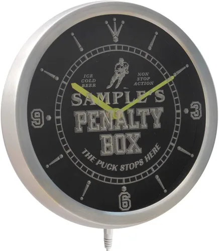 Miniatura 2 de AdvPro ncqt-tm Reloj de pared LED con nombre personalizado para hockey Penatly Box Bar Cerveza Neón Sign