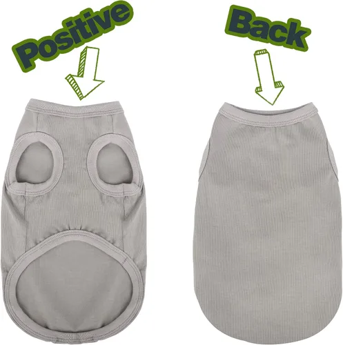 Miniatura 6 de Paiaite 6 piezas de camisa lisa para perro, camisas sin mangas de algodón para cachorros, ropa transpirable para mascotas, camiseta sin mangas