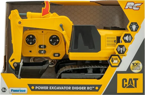 Miniatura 2 de CAT Power Excavator Digger RC Construction for Kids 5+ 2.4GHz Remote Control Truck Toy, Full-Function Dig, Scoop, Spin & Drive, Realistic Lights &