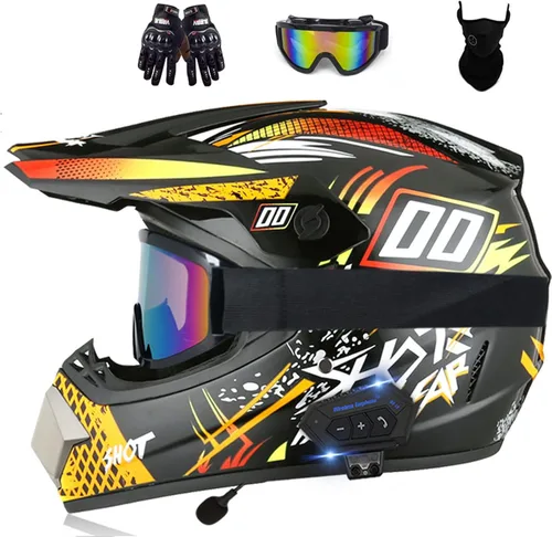 Miniatura 11 de Casco de motocross Bluetooth para adultos, casco de motocross, aprobado por DOT/ECE, perfecto para motocicletas de motocross, motos de cross, ATV