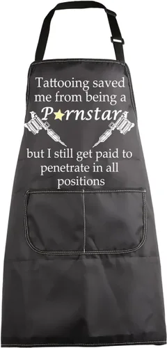 MBMSO Delantal de tatuaje, delantal de tatuaje, regalo para tatuadores, regalos divertidos para tatuajes, tatuajes, me salvó de ser una estrella