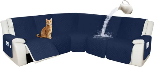 Miniatura 103 de Arfntevss Fundas de sofá modular reclinable, 100% impermeable, en forma de L, para sillón reclinable en forma de L, funda seccional lavable