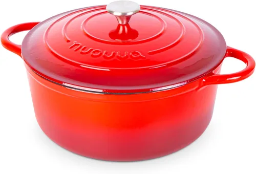 Miniatura 37 de Nuovva Olla Holandesa de Hierro Fundido Esmaltado con Tapa – Cazuela Antiadherente de 6.4 Cuartos – Resistente y Apta para Horno hasta 500°F