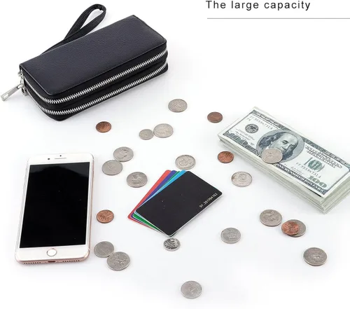 Miniatura 6 de Abberry Cartera de pulsera con doble cremallera para mujeres, mujeres y niñas