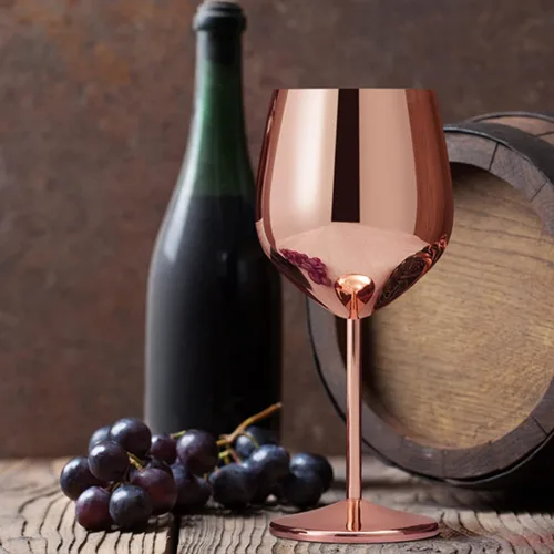 Miniatura 4 de Lifecapido Juego de 8 Copas de Vino con Tallo de Acero Inoxidable, Copas de Vino de Cobre de 18oz, Copas de Vino de Acero Inoxidable con Cepillo Oro