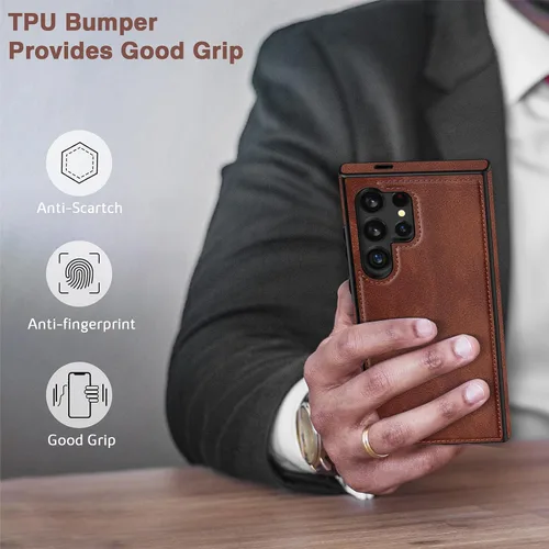 Miniatura 5 de LOHASIC Fundas de cuero para Samsung Galaxy S25, funda elegante de poliuretano de alta calidad para hombres y mujeres, suave antideslizante, Negro