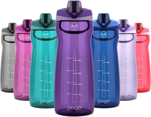 Miniatura 32 de Pogo Botella de agua de plástico sin bisfenol A con tapa con pico de 32 onzas, color azul atolón Azul (Blue Atoll)