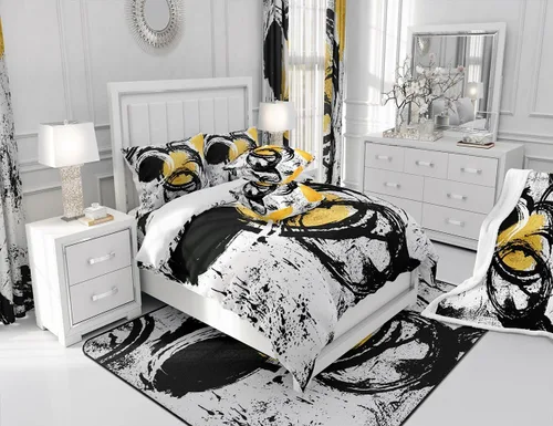 Miniatura 6 de Manfei Juego de sábanas abstractas tamaño individual, moderno juego de ropa de cama geométrica para decoración de habitación de niños y niñas, juego