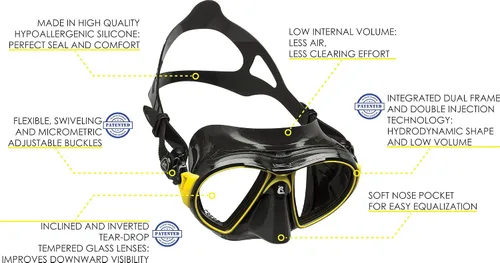 Miniatura 2 de Cressi Máscaras de buceo con lentes de lágrima inclinadas para una mayor visibilidad hacia abajo, evolución del aire y los ojos: fabricadas