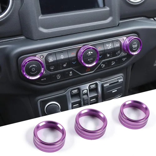 Miniatura 10 de JeCar - Cubierta de perilla de interruptor de aire acondicionado, de aleación de aluminio, compatible con Jeep Wrangler 2018-2023 JL JLU y 2020-2023