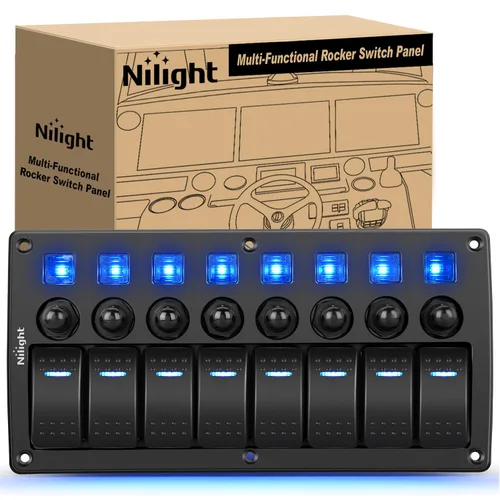 Miniatura 23 de Nilight - Panel de interruptor basculante de 4 bandas 90117G, panel de interruptores de aluminio precableado impermeable con doble USB encendedor