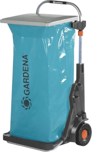 Gardena Garden Mobil: Carrito versátil para el jardín, con zanahoria integrada, ruedas de engranaje de césped, con tapa y bolsa de basura (232-20)