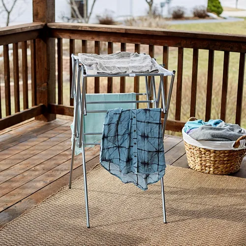 Miniatura 3 de Household Essentials - Tendedero de ropa plegable, extensible y colapsable para lavandería, color plateado Plata