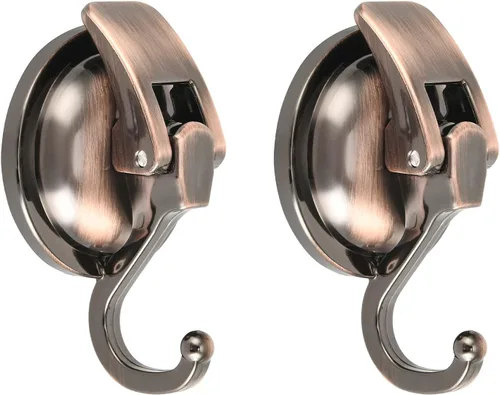 Miniatura 11 de Colgador de corona, chapado en negro, pulido con súper succión para ventanas de vidrio, cocina, baño y baño, paquete de 6, plástico ABS