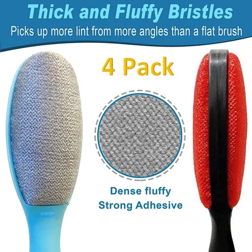 Miniatura 7 de ezclean Paquete de 4 cepillos de pelusa de 2 colores para ropa, muebles, sofá, cepillo para eliminar pelusas para ropa, cepillos reutilizables