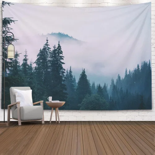 Miniatura 41 de Crannel Tapiz de invierno para colgar en la pared, sombrero de mago psicodélico para barba, tapiz mágico de calavera de humo de 50 x 60 pulgadas
