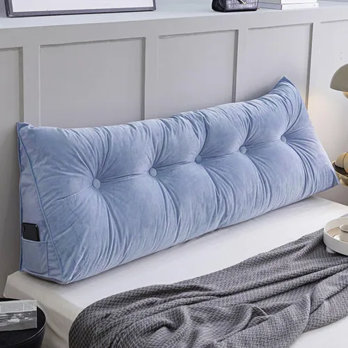 Miniatura 8 de Almohada de pared triangular con botones copetudos, cojín de apoyo de lectura, almohada de cama de lectura suave, color sólido, soporte para cuello