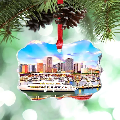 Miniatura 21 de Miami Florida, Estados Unidos, decoración de árbol de Navidad, recuerdos de ciudad de campo, recuerdos personalizados de Navidad 2023, decoración