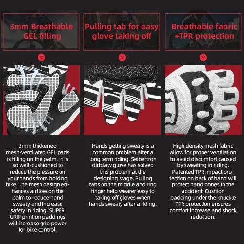 Miniatura 5 de Seibertron Dirtpaw - Guantes unisex para bicicleta BMX MX ATV MTB guantes para bicicleta de montaña, ciclismo, todoterrenoDirt Bike, guantes