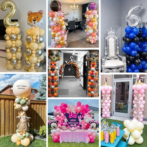 Miniatura 6 de TEKXYZ Juego de 2 soportes telescópicos para globos, soporte de columna de globos de metal ajustable de 1.5 a 7 pies para decoraciones de fiestas