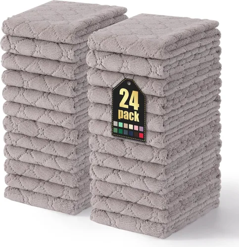 Miniatura 28 de Homaxy - Paquete de 12 trapos de cocina (10 x 10 pulgadas, morado), de terciopelo coral, supersuaves y absorbentes, de secado rápido, paño