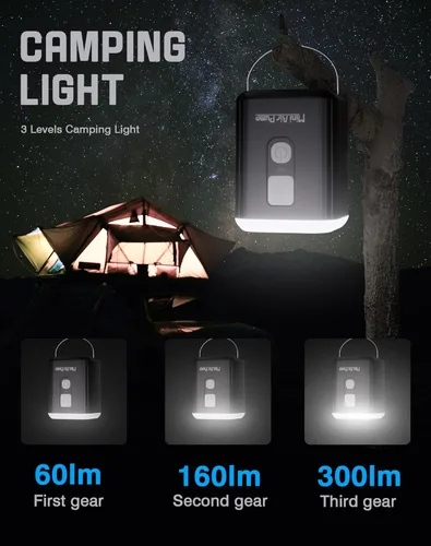 Miniatura 3 de Mini bomba de aire, bomba recargable portátil con batería de 1600 mAh, 5 boquillas, luz de campamento, inflado/desinflado rápido para inflables
