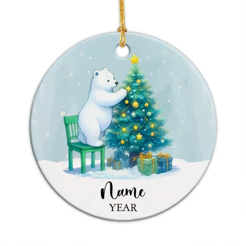 Miniatura 24 de Adorno personalizado de reno para la primera Navidad, adornos de cerámica de reno bebé para árbol de Navidad 2025, adorno de Navidad del primer